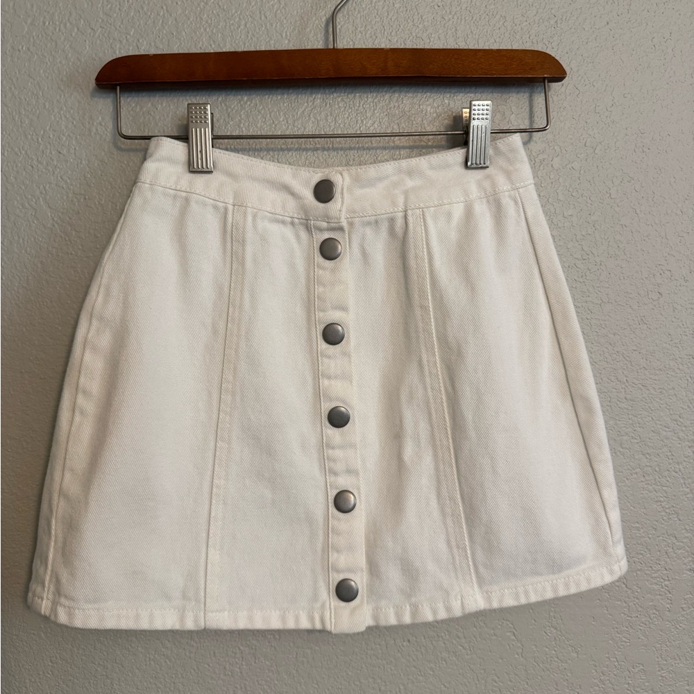 Brandy white snap button skirt